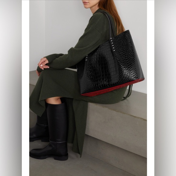 Christian Louboutin Cabarock Croc-effect glossed leather Tote handbag - Picture 3 of 14
